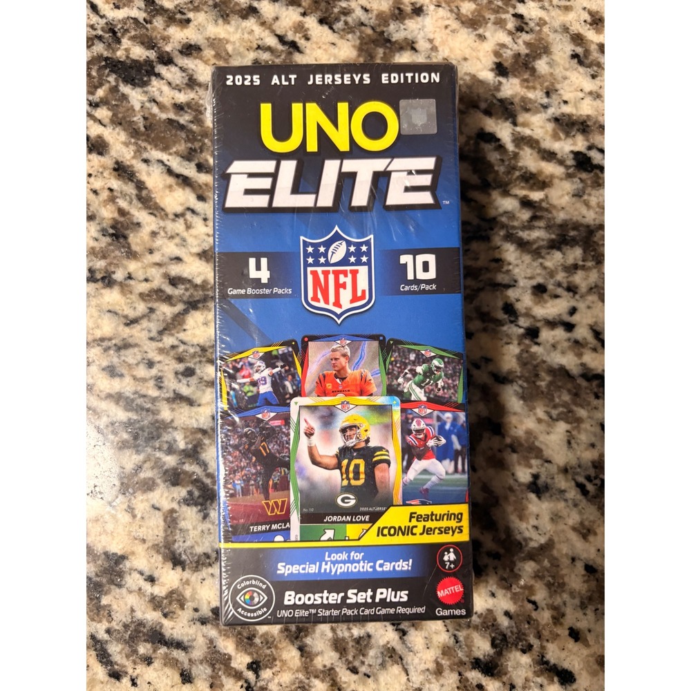 NFL UNO Elite 2025 Alt Jerseys Edition Booster Set Plus 4 Packs 40 Cards NEW